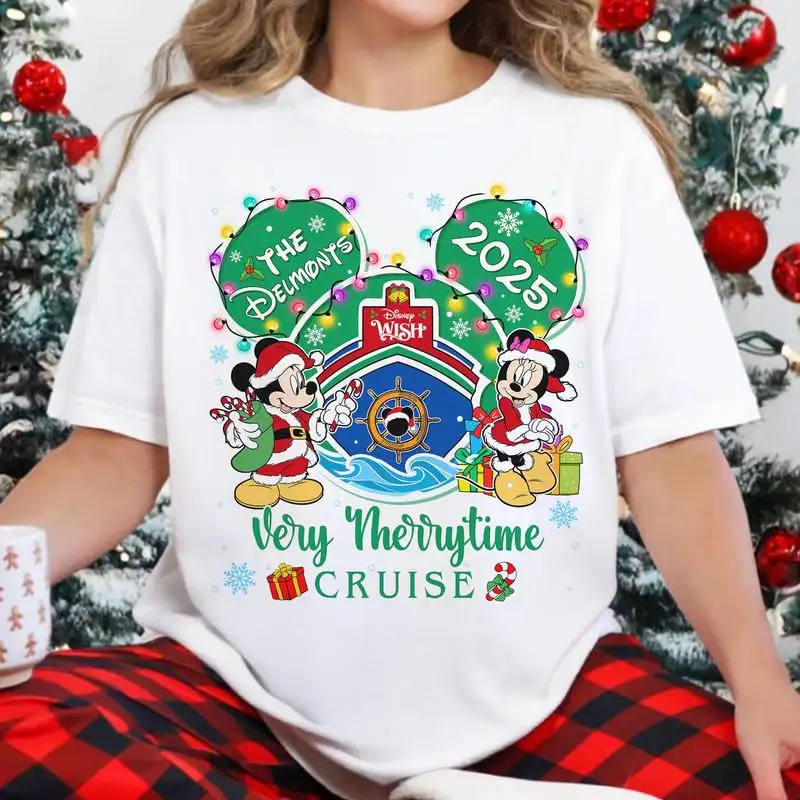 Personalized Disneyland Very Merrytime Cruise 2025 Shirt Mickey Minnie Christmas Shirt Disneyland Wish Verry Merry Tee Xmas Family Shirt 09