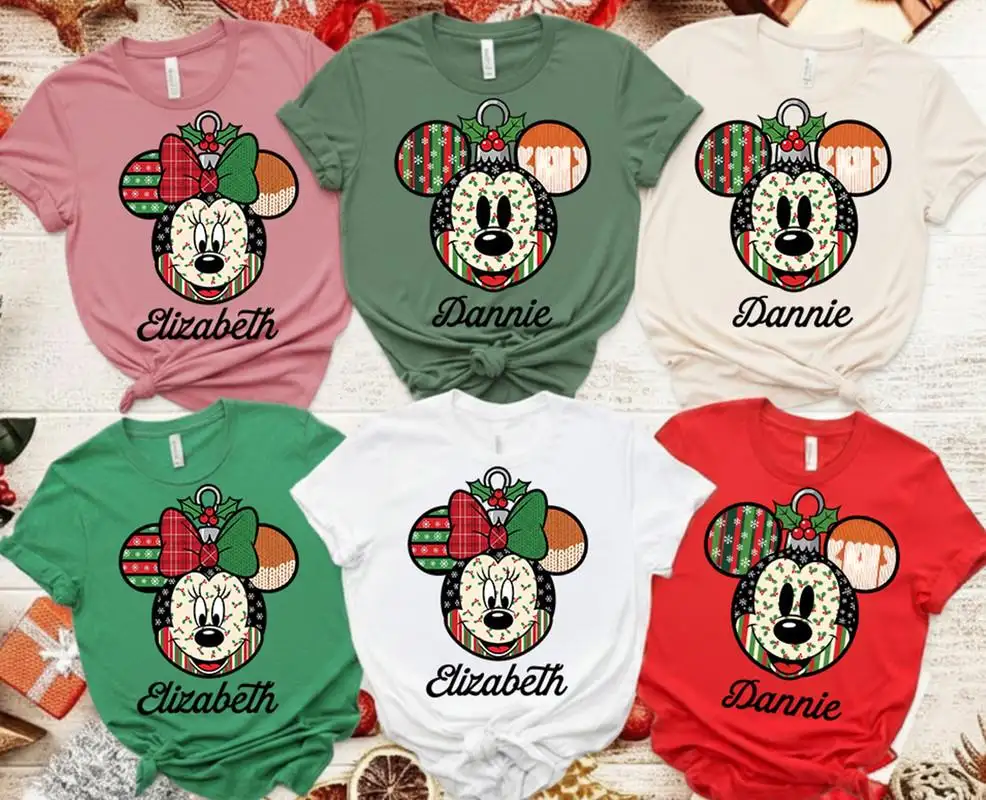Personalized Christmas Mickey Minnie Shirt Custom Xmas Shirt Christmas Party Tee Couple Christmas Shirt Disneyland Very Merry Christmas Tee