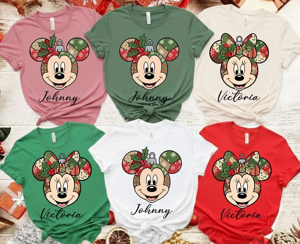 Custom Christmas Mickey And Minnie Shirt Personalized Disneyland Christmas Shirt Matching Family Disneyland Christmas Shirt Christmas Gift