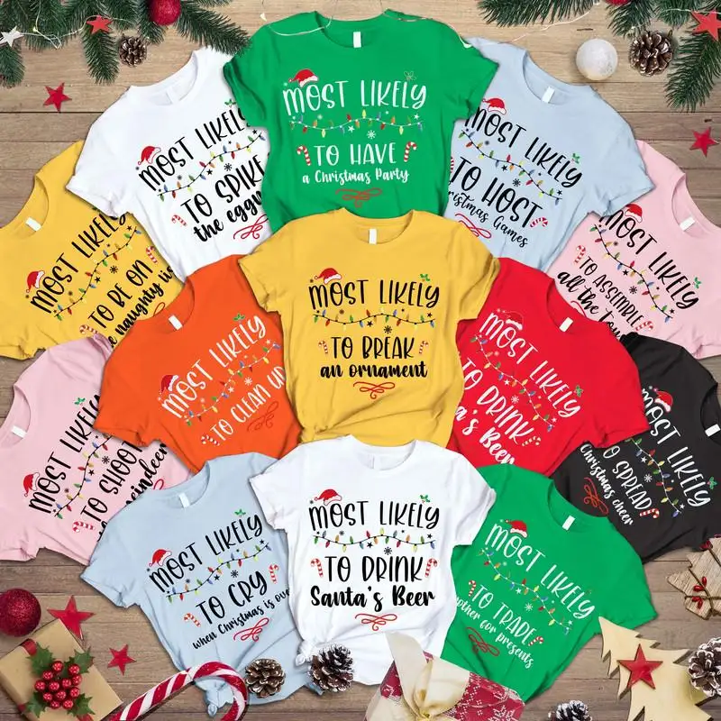 Most Likely Christmas Matching Family Shirts Most Likely To Christmas Shirt Xmas Pajama Shirt Family Group Disneyland Christmas Sweater