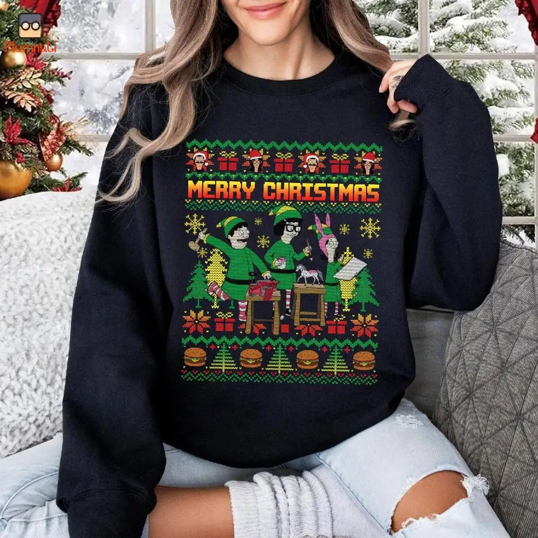 Bob Burgers Family Ugly Christmas Sweater, Family Christmas Sweatshirt, Bob Belcher Ugly Sweater, Christmas Vacation, Merry Christmas Shirt
