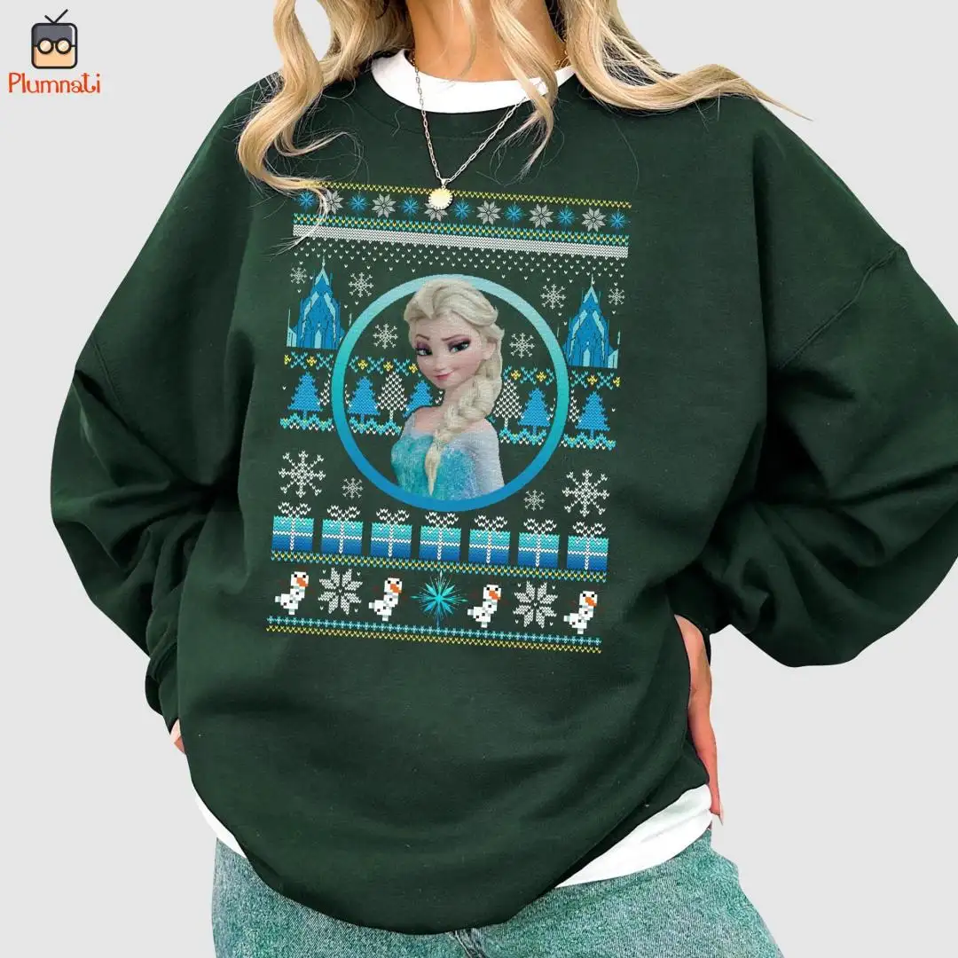 Frozen Elsa Ugly Christmas Sweatshirt, Girl Trip Shirt, Princess Elsa Shirt, Disneyland Christmas Sweater, Elsa Christmas Shirt