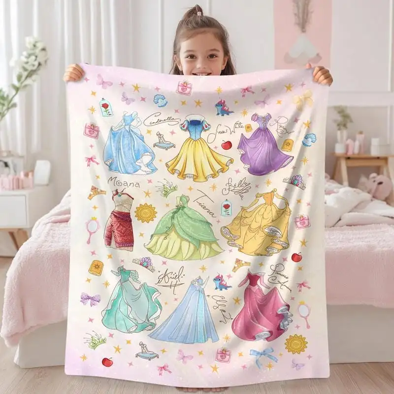 Watercolor Disneyland Princess Blanket, Watercolor Castle Coquette Bows Blanket, Girl Baby Blanket, Disneyland Princess Birthday Gifts