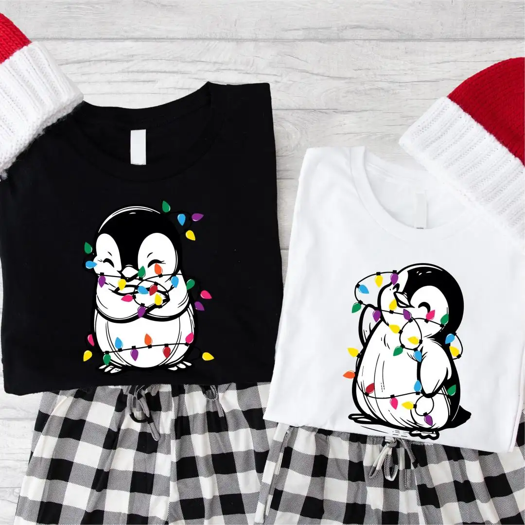 Penguin Christmas Shirt, Couples Matching Christmas Hoodie, Merry Christmas Sweatshirt, Christmas Lights Cute Penguins Tee