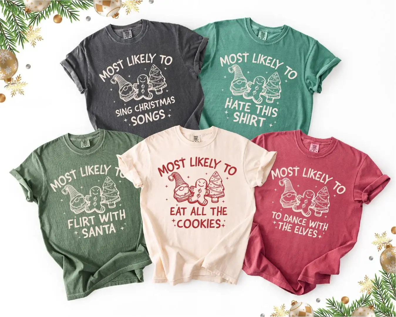 Christmas Cookies Custom Most Likely To Christmas Shirts, Comfort Colors® Matching Family Christmas Tee, Most Likely To Quotes Group Shirt