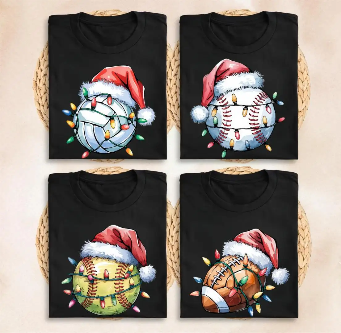 Christmas Baseball Football Basketball Santa Shirt, Christmas Sport Lover Shirt, Christmas Football Player Shirt, Christmas Game Day Shirt