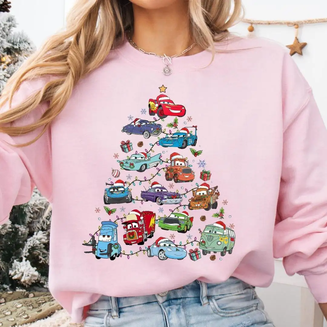 Disney Cars Christmas Tree Sweatshirt, Cars Xmas Lights Shirt, Kids Disneyland Christmas Shirt, Walt Disney World Winter Holiday Tee