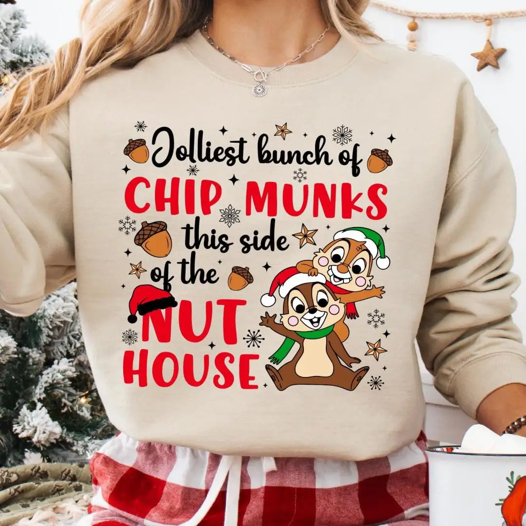 Jolliest Bunch Of Chipmunks Shirt, This Side Of The Nut House Chip 'N Dale Christmas Sweatshirt, Chip And Dale Disney Christmas Trip Hoodie