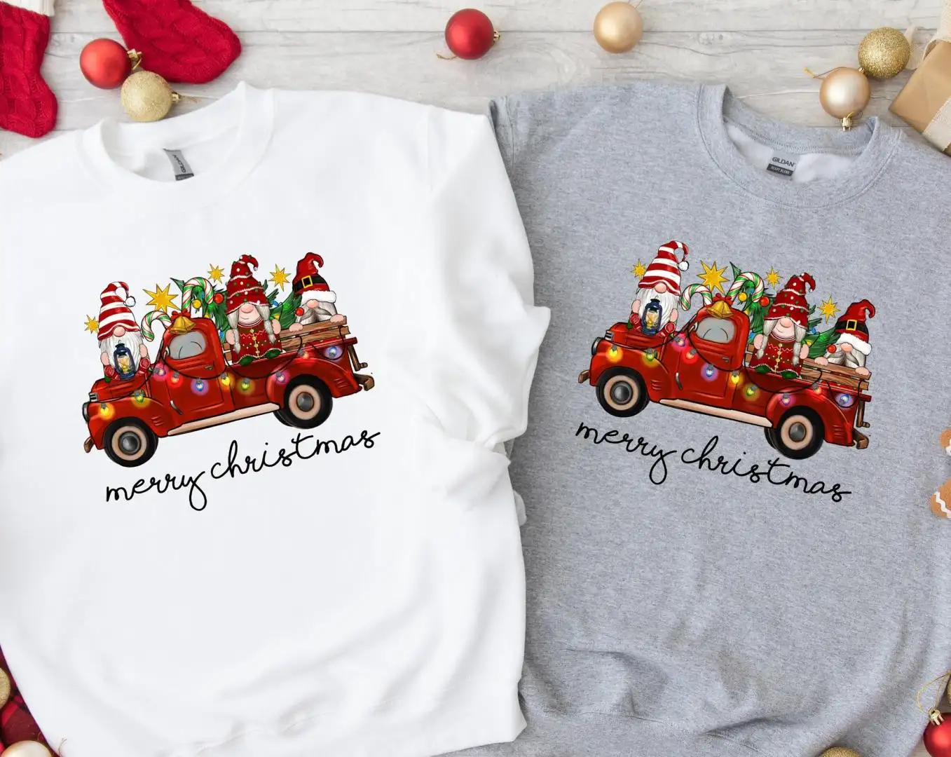 Merry Christmas Gnome Truck Shirt, Truck Christmas Shirt, Christmas Gnomes Shirt, Christmas Family Shirt, Cute Gnomies Christmas Party Shirt