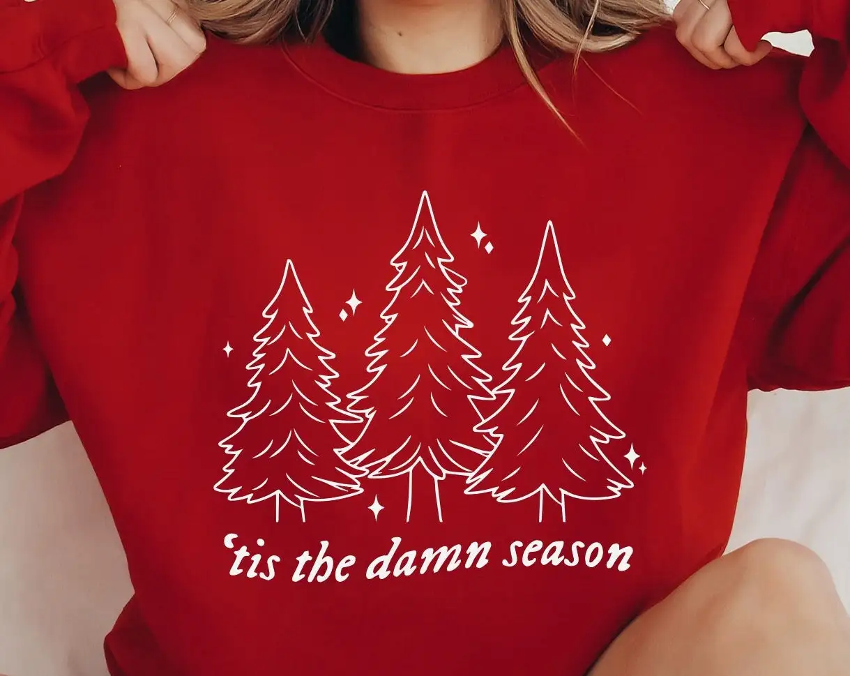 Tis The Damn Season Christmas Tree Shirt, Merry Christmas Sweatshirt, Holiday Party Sweater, Christmas Tree Shirt, Ugly Christmas Shirt