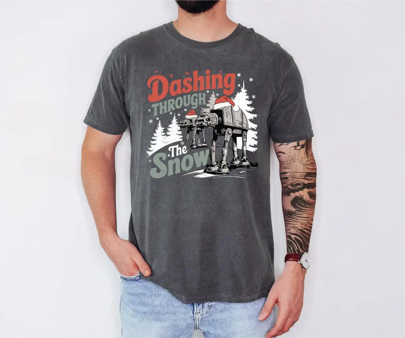 Dashing Through The Snow AT-AT Walkers Shirt, Comfort Colors® Star Wars Christmas T-Shirt, Christmas Family Vacation, Winter Vacation Tee