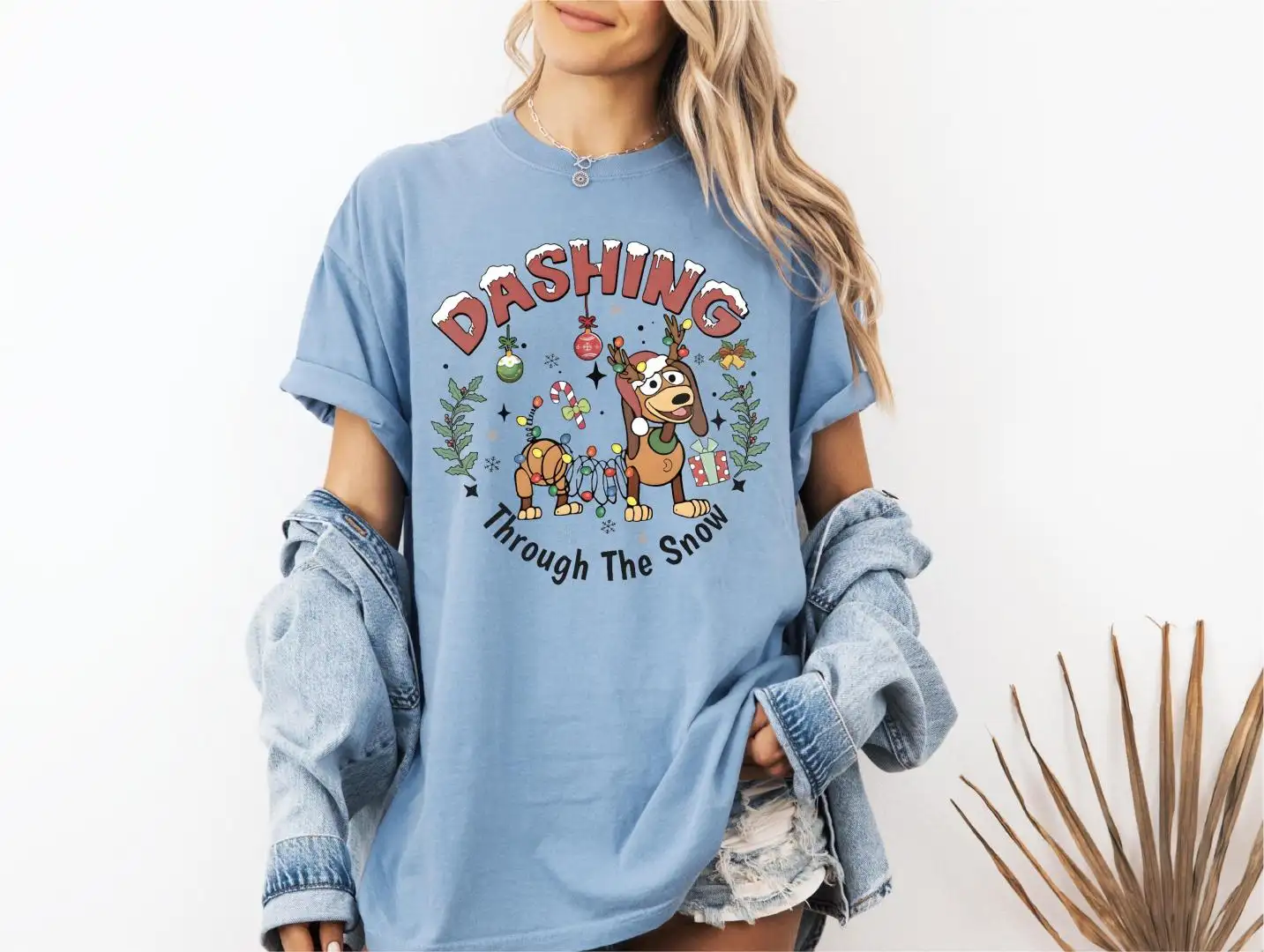 Dashing Through The Snow Shirt, Disney Toy Story Slinky T-shirt, Comfort Colors® Christmas Slinky Dog Shirt, Disneyland Christmas Vacation