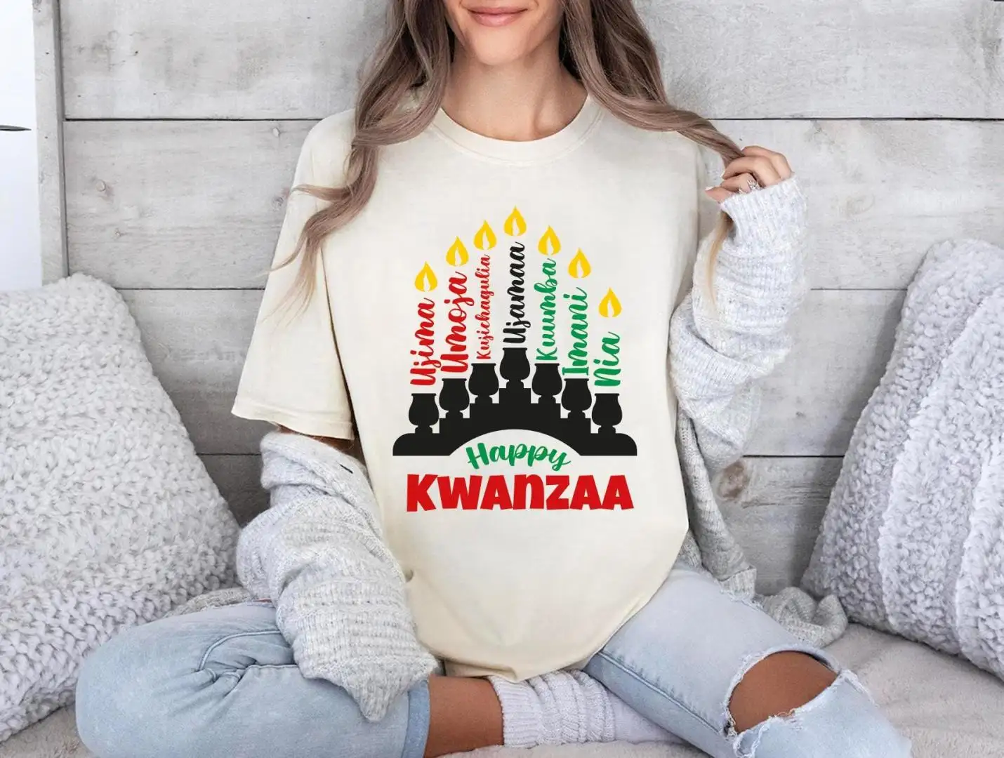 Seven Principles Of Kwanzaa Shirt, Black Christmas Shirt, Kwanzaa Celebration Shirt, African Holiday Shirt, Kwanzaa Candles Sweatshirt