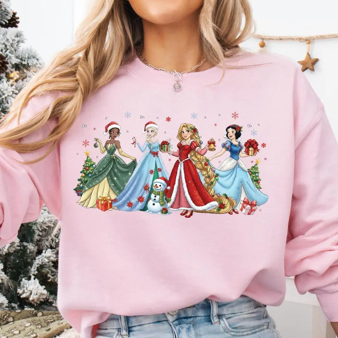 Disney Princesses Christmas Sweatshirt, MVMCP Hoodie, Tiana Elsa Rapunzel Snow White Xmas Shirt, Disneyland Girls Winter Trip Tee