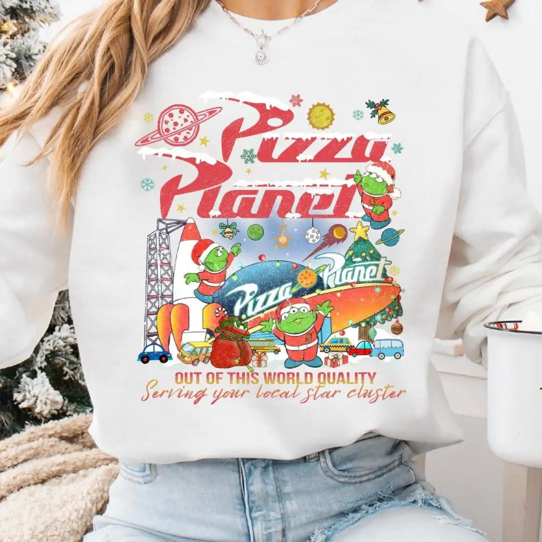 Pizza Planet Toy Story Christmas Shirt, Mickey's Very Merry Christmas Sweatshirt, Disney Aliens Toy Story Pizza Planet WDW Xmas Shirt
