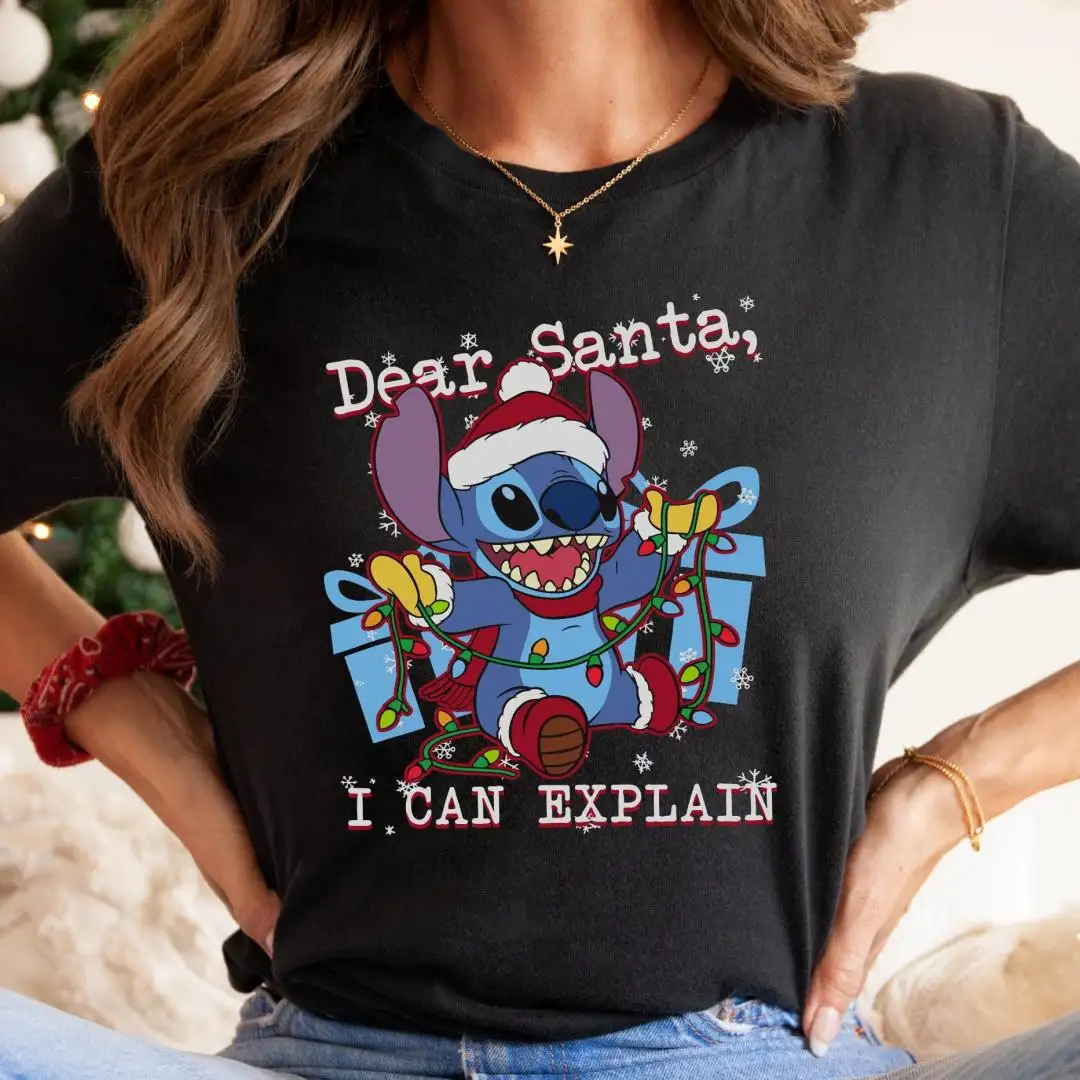 Dear Santa I Can Explain Sweatshirt, Stitch Disney Christmas Shirt, Lilo and Stitch Kids Christmas Tee, Disney Family Christmas Party 2025