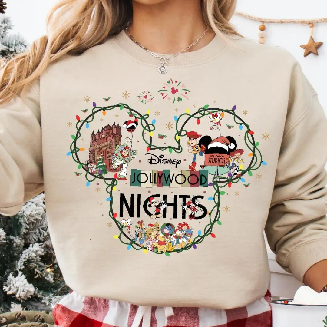 Mickey Head Christmas Shirt, Christmas Hollywood Studios Sweater, Disneyland Mickey's Very Merry Christmas Tee, Disney Jollywood Nights Tee