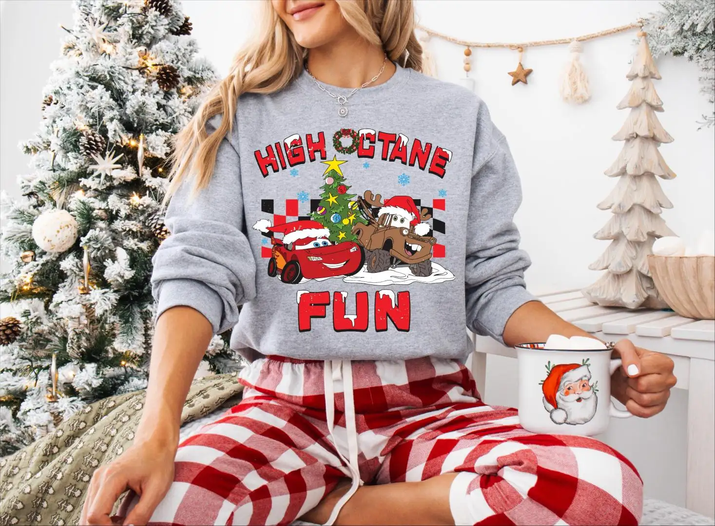 High Octane Fun Sweatshirt, Lightning McQueen Santa Shirt, Disney Christmas Tee, Tow Meter Santa Shirt, Cars Christmas Hoodie