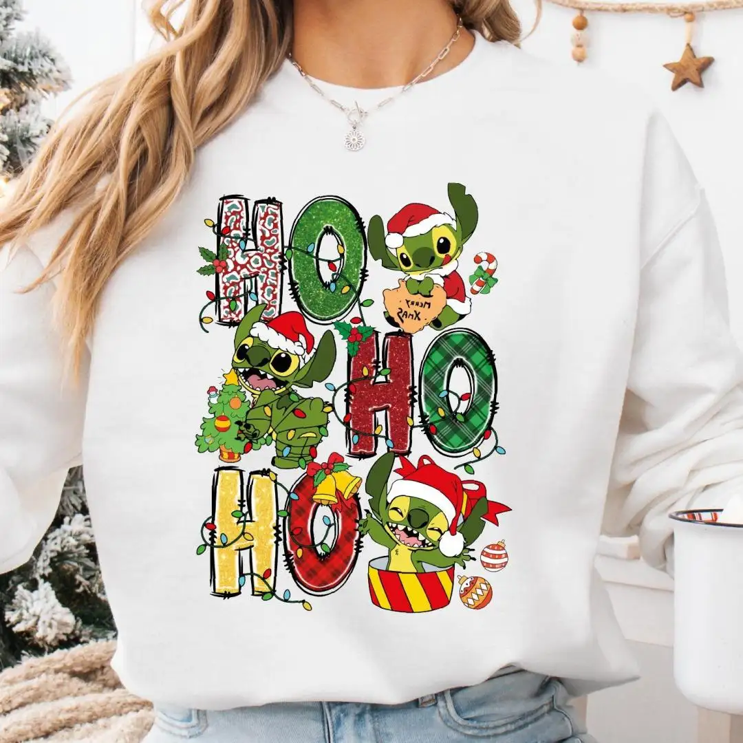 Ho Ho Ho Stitch Christmas Shirt, Stitchmas Hoodie, Disney Family Christmas Party Tee, Lilo and Stitch Sweatshirt, Kids Christmas Tee
