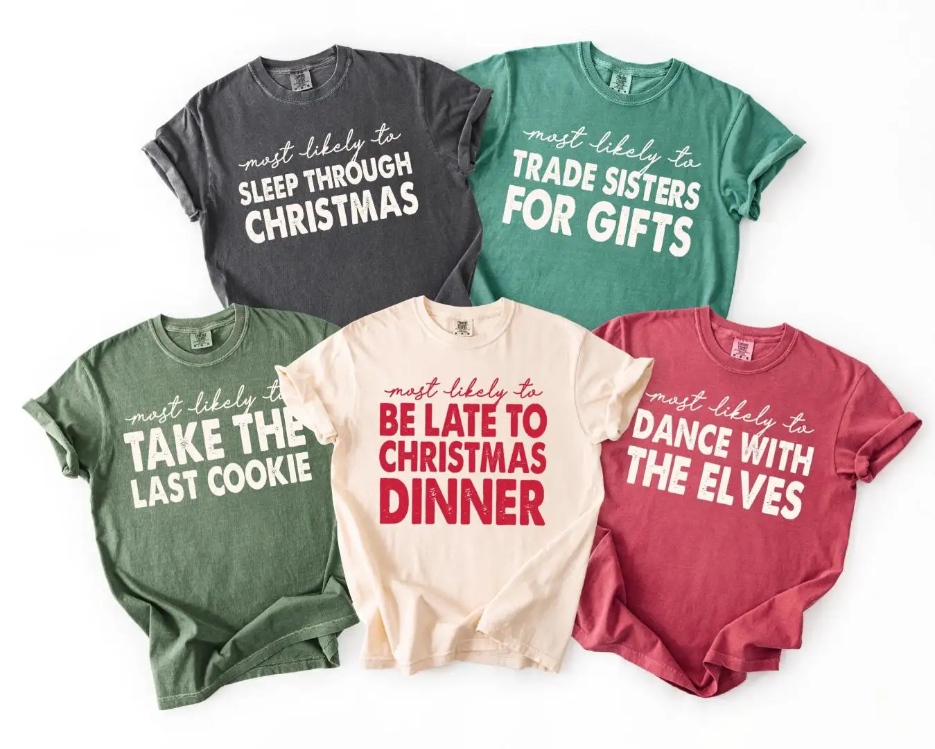Comfort Colors® Custom Most Likely To Shirts, Most Likely To Quotes Group Shirt, Matching Family Christmas PJ Tees