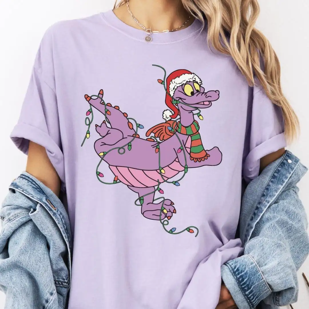 Comfort Colors® Figment Christmas Lights Shirt, Epcot Christmas Trip Shirt, Magic Kingdom Purple Dragon Tee, Disneyland Christmas T-Shirt