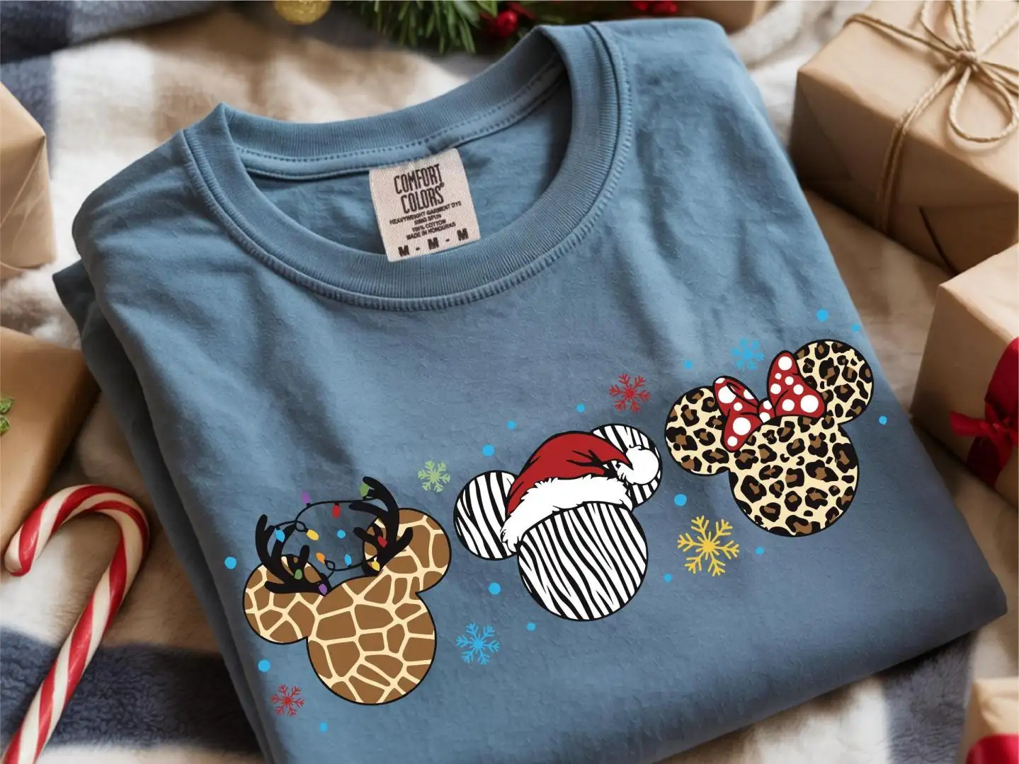 Mickey Head Christmas Safari Tee, Walt Disney World Winter Vacation T-Shirt, Comfort Colors® Animal Kingdom Shirt, Wild About Disney Xmas