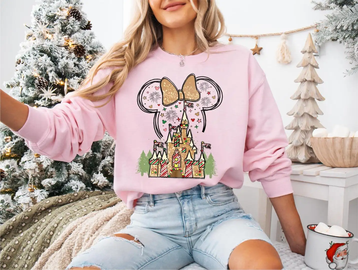 Gingerbread Castle Shirt, Disneyland Christmas Trip Tee, Disney Gingerbread Castle Christmas Sweater, Minnie Head Christmas Shirt