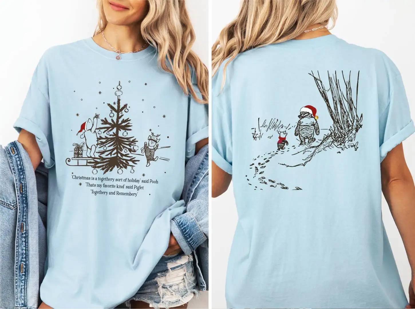 Comfort Colors® Pooh Piglet Christmas Shirt, Togethery And Remembery Christmas Tee, Disney Winnie The Pooh Tee, Disneyland Family Trip Shirt