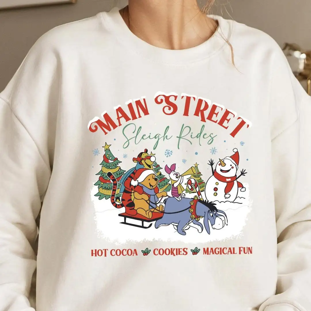 Vintage Winnie The Pooh Christmas Shirt, Christmas Eeyore Shirt, Pooh and Friends Christmas Sweatshirt, Winnie Main Street Christmas Shirt