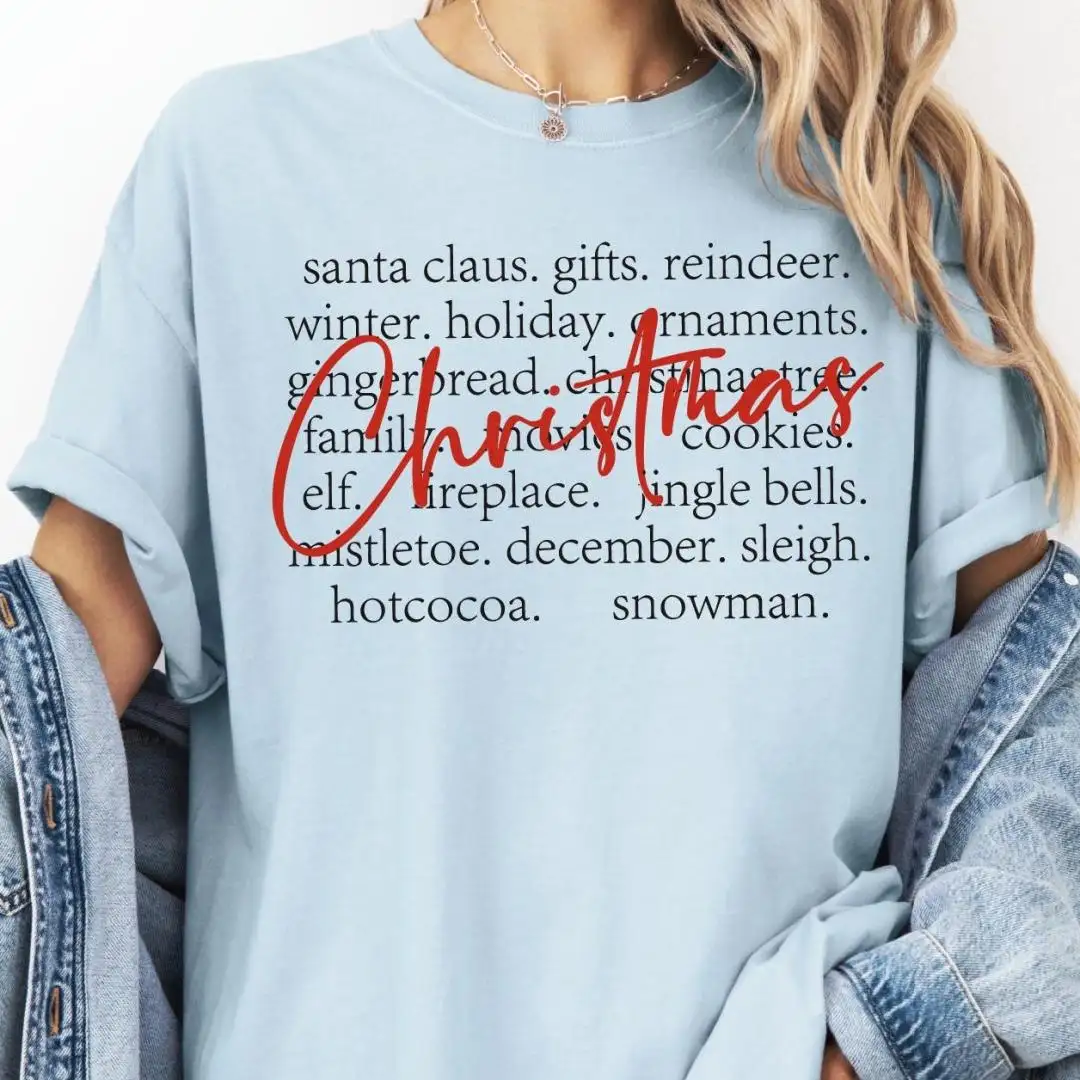 Christmas Words Shirt, Christmas Word Collage T-Shirt, Christmas Vibes Tee, Holiday Aesthetic Shirt, Comfort Colors® Cozy Christmas Tee