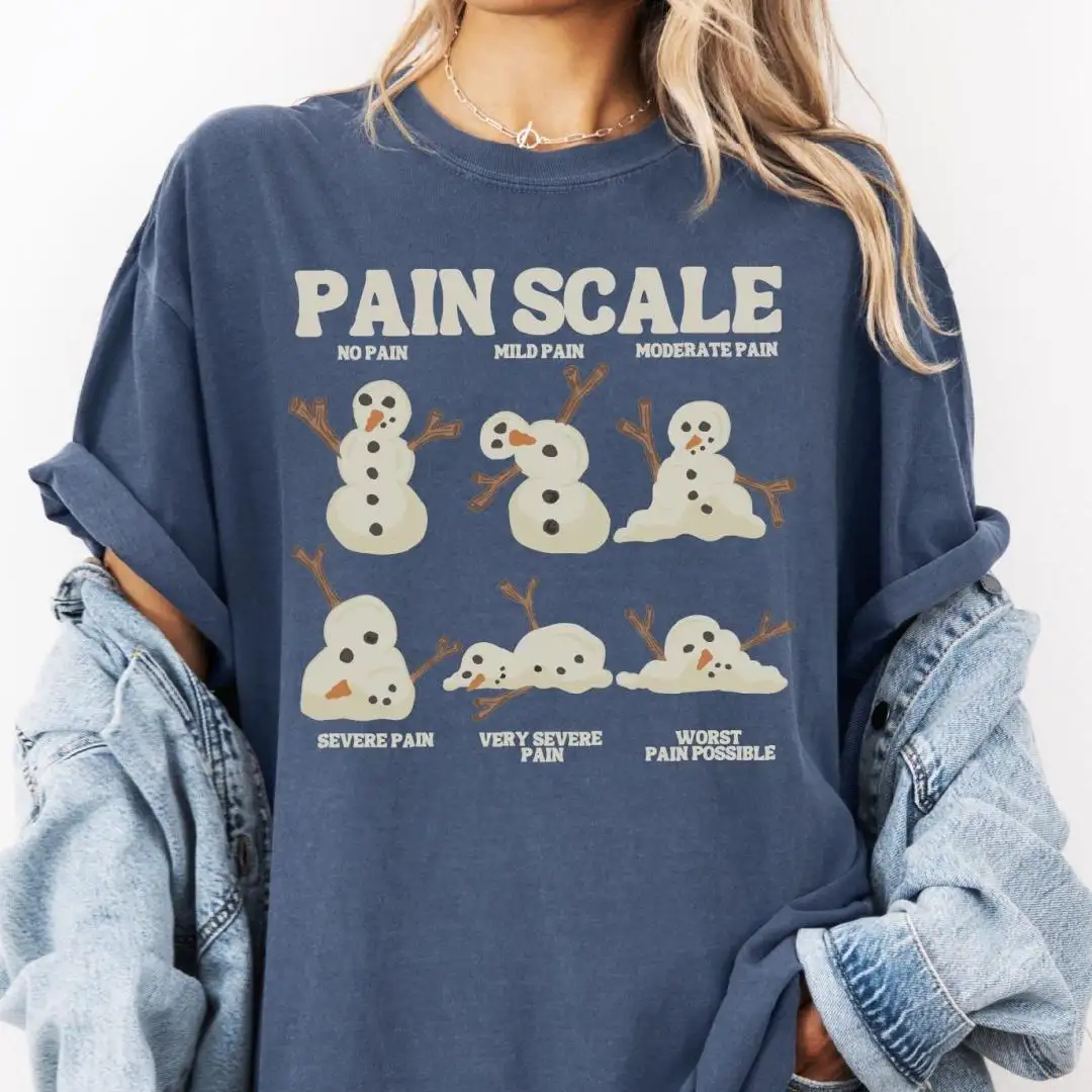 Comfort Colors® Pain Scale Snowman Shirt, Healthcare Worker Christmas Tee, Funny Medical Tee, Christmas Nurse Shirt, Nurse Christmas Gift