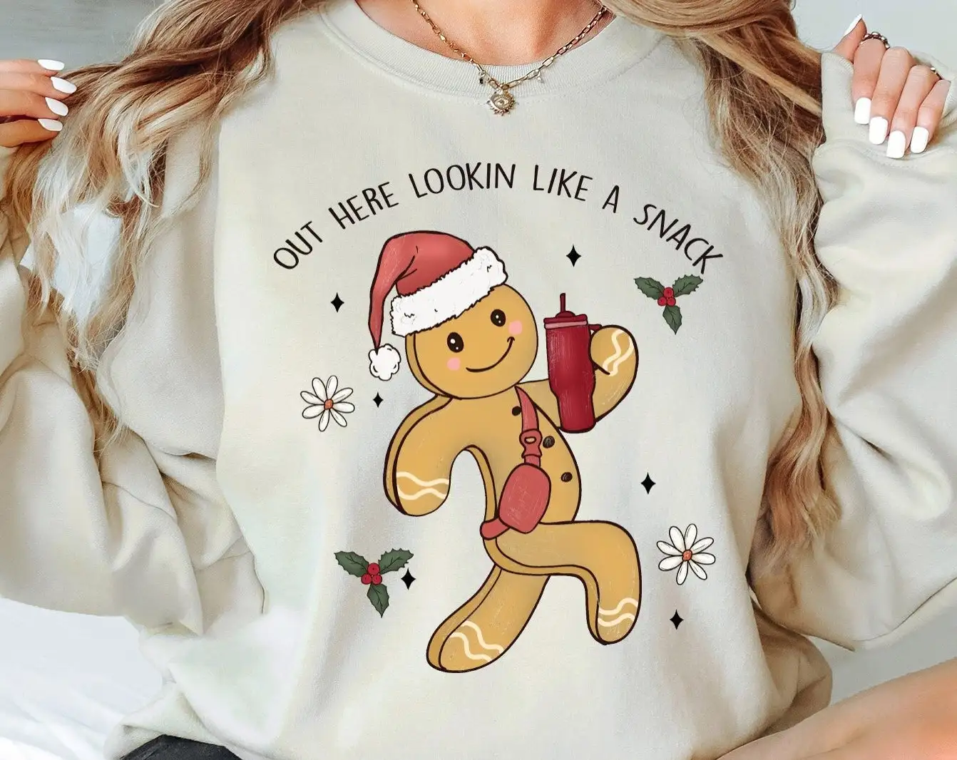 Out Here Lookin Like A Snack Sweatshirt, Christmas Cake Tee, Gingerbread Christmas Sweatshirt, Funny Christmas Shirt, Boujee Christmas Shirt