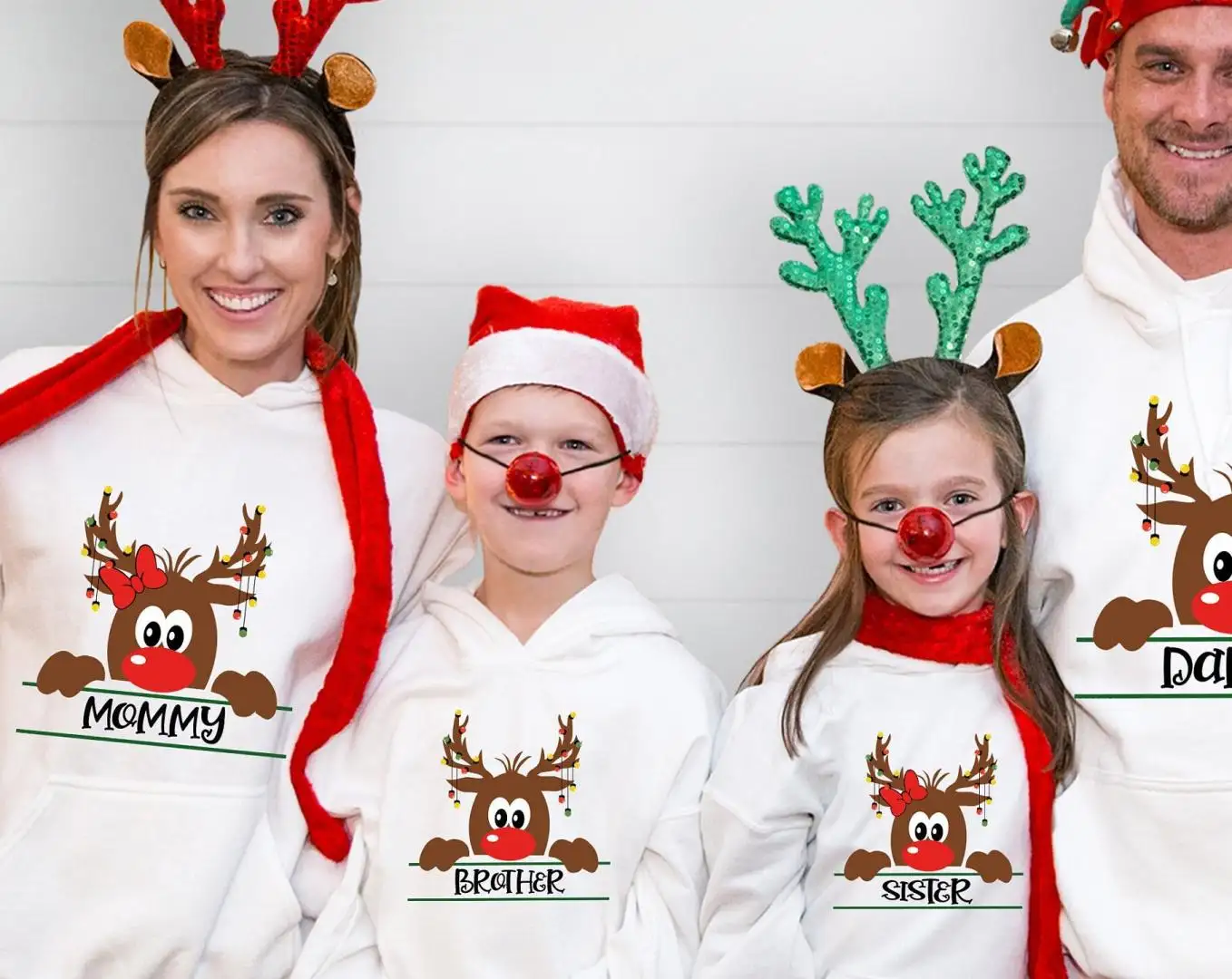 Family Christmas Shirts, Personalized Reindeer Matching Group Christmas Shirts, Custom Dear Hoodie, Family Matching Shirt, Christmas Party