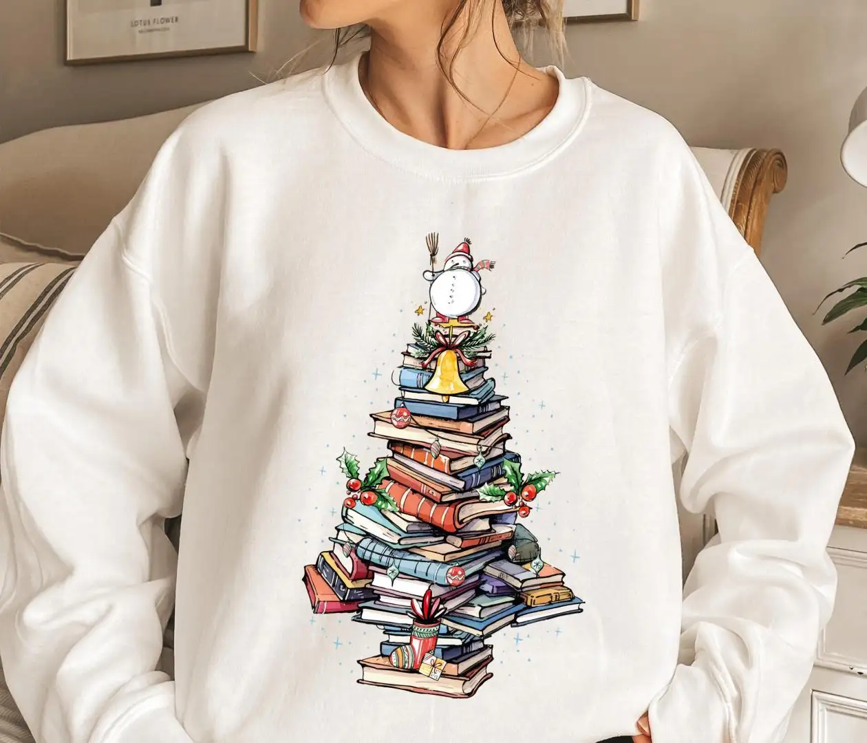 Christmas Book Tree Shirt, Bookworm Christmas Sweatshirt, Bookish Christmas Hoodie, All Booked For Christmas Tee, Book Lovers Christmas Gift