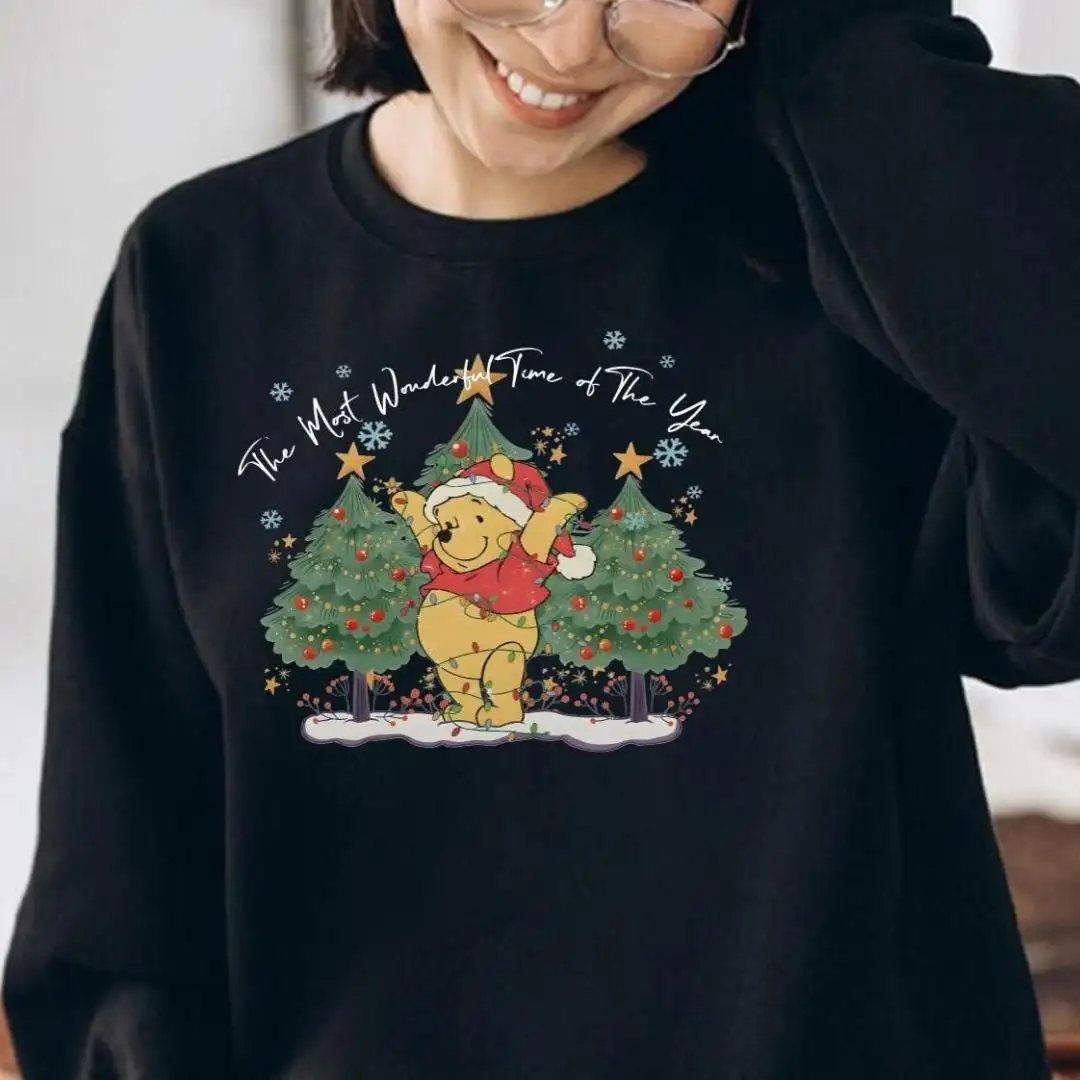 Winnie the Pooh Christmas Shirt, The Most Wonderful Time Of The Year, Pooh Bear Christmas Sweatshirt, Disney Holiday Tee, Christmas Shirt