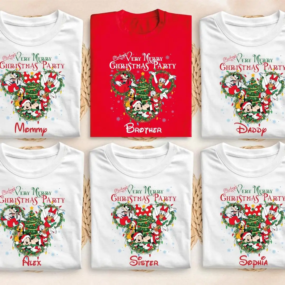 Disneyland Mickey's Very Merry Christmas Party Shirt, Custom Mickey Head Christmas Family Tee, Mickey and Friends Disney X-mas Sweatshirt