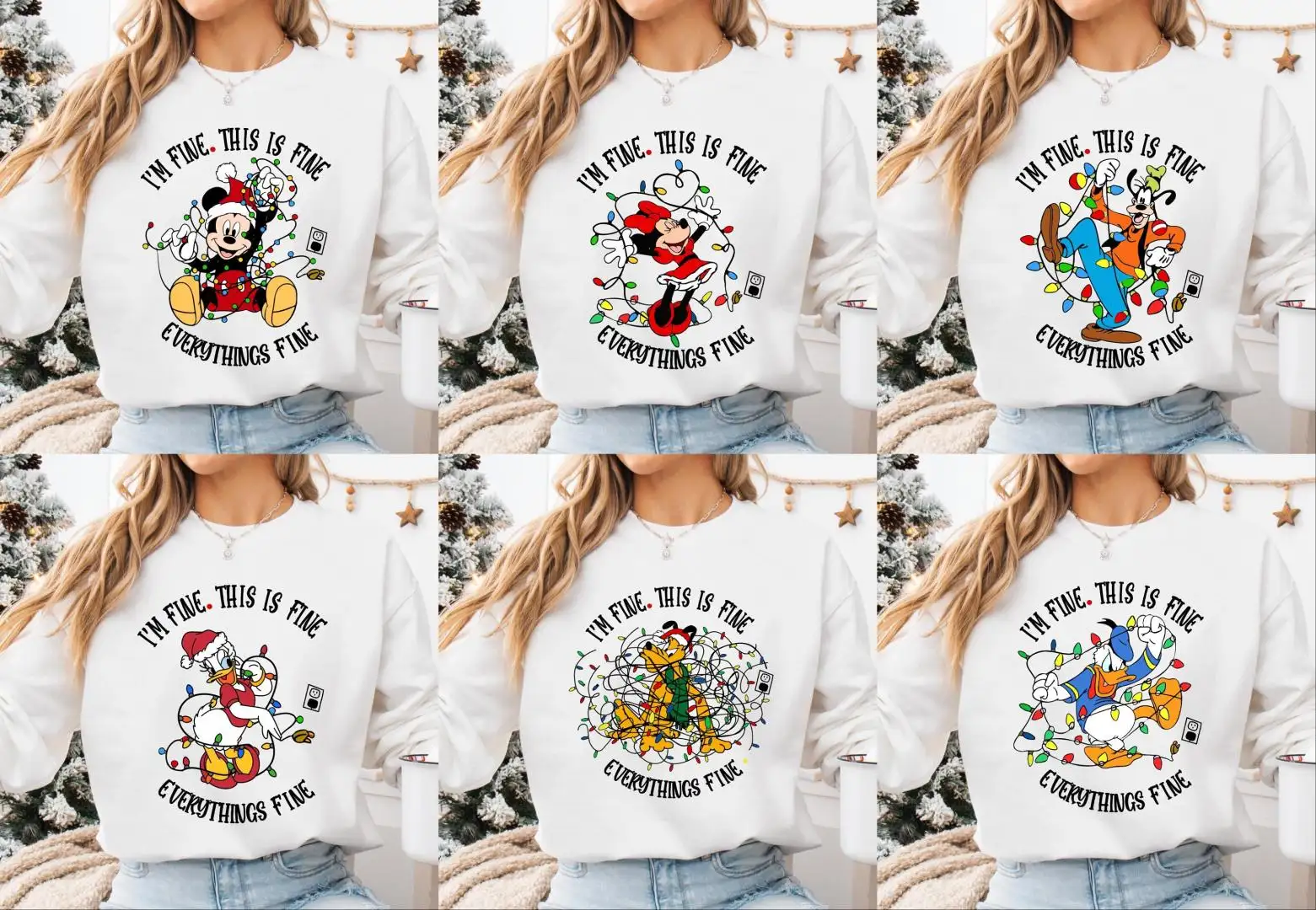 Im Fine This Is Fine Everythings Fine T-shirt, Disneyland Mickey Sweatshirt, Christmas Mickey And Friends Tee, Winter Season Hoodie