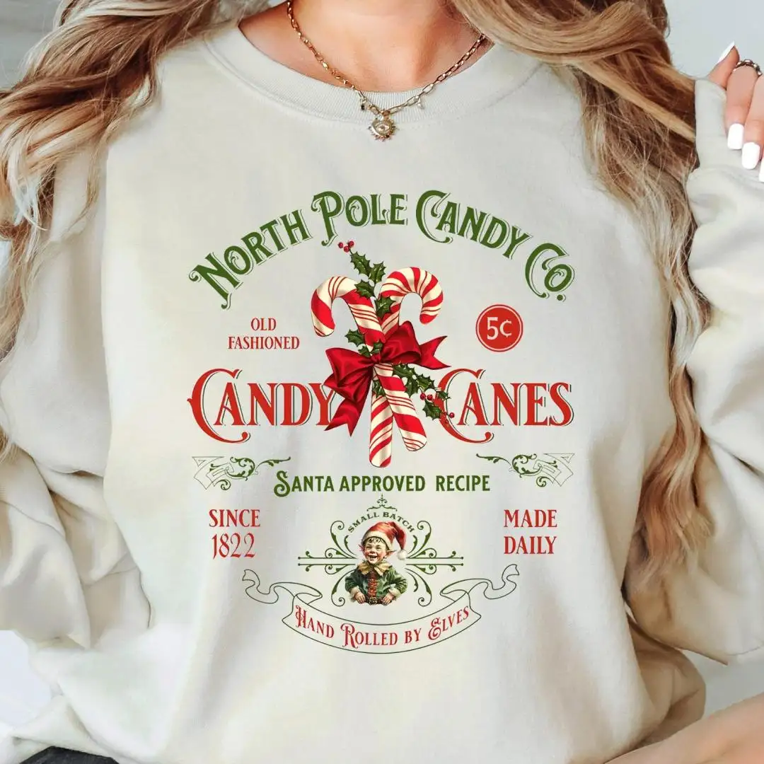 Christmas Sweatshirt, Retro Old Fashioned Candy Cane Sweater, Candy Cane Shirt, Christmas Sweater, Vintage Christmas Shirt