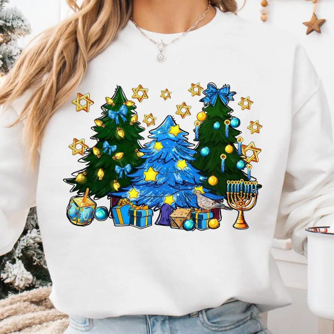 Hanukkah Shirt, Festival of Lights Hoodie, Jewish Christmas Sweater, Chanukah Shirt, Hanukkah Menorah Tee, Jewish Holiday Crewneck