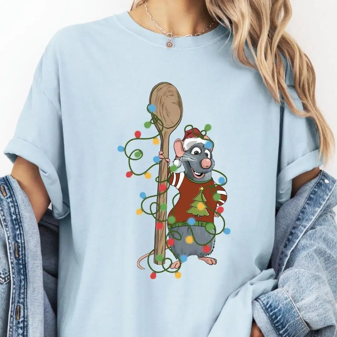 Comfort Colors® Remy Christmas Lights Shirt, Disney Ratatouille Christmas Shirt, Ratatouille Christmas Tee, Little Chef Shirt, Remy Chef Tee