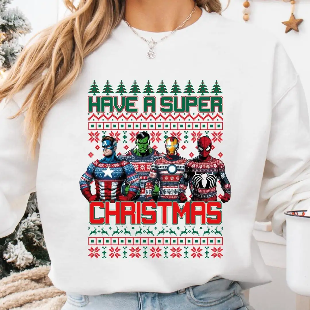 Marvel Have A Super Christmas T-shirt, Christmas Season Shirt, Superhero Verry Merry Christmas Sweatshirt, Disney Avengers Christmas Tee