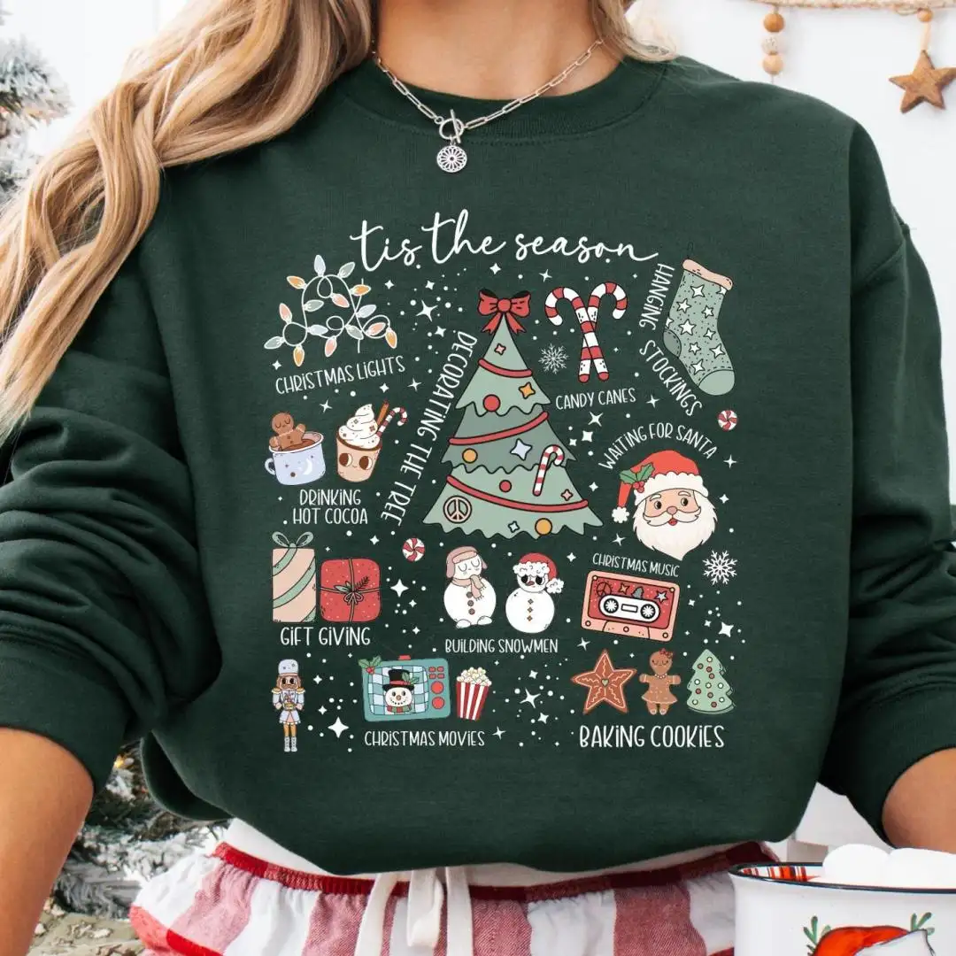 Tis The Season Christmas Shirt, Christmas Tree Sweatshirt, Waiting For Santa Shirt, Decorating The Tree Hoodie, Christmas Lights Shirt