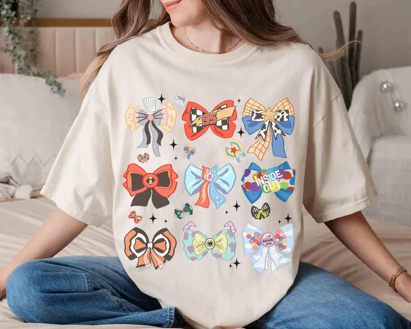 Pixar Watercolor Bows Shirt for Family Disney Trips