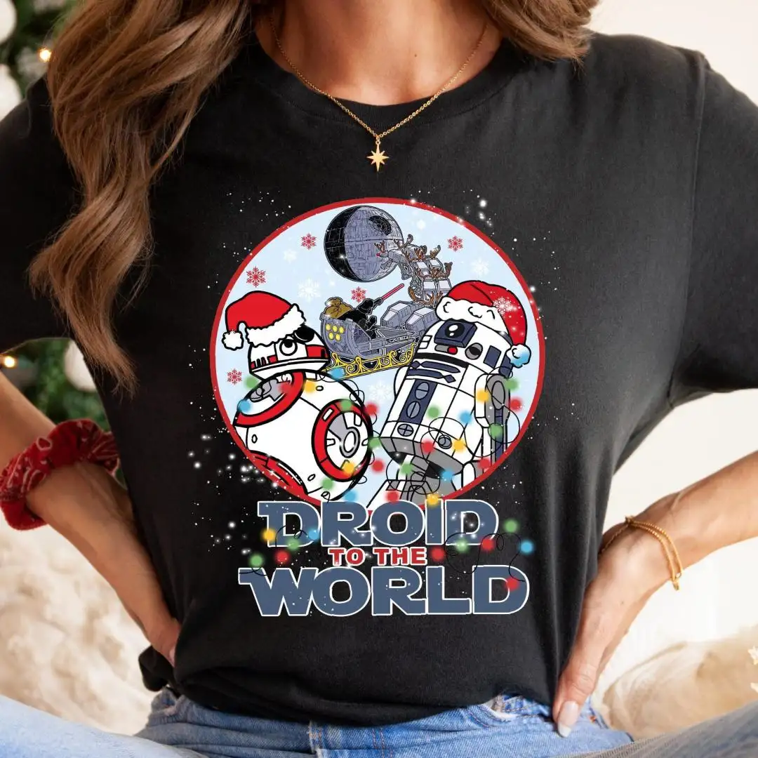 Droid To The World Star Wars Christmas Shirt, Disney R2D2 BB8 Christmas Sweatshirt, Disneyland Family Christmas Matching Tee