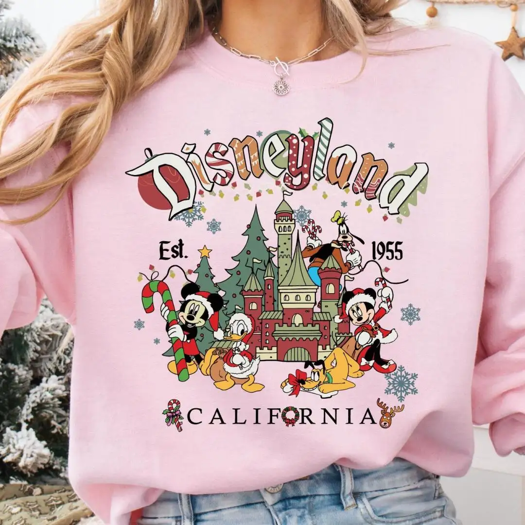 Mickey Disneyland California Est 1955 Sweatshirt, Disney Family Christmas Trip Hoodie, Disney Mickey And Friends Christmas Shirt