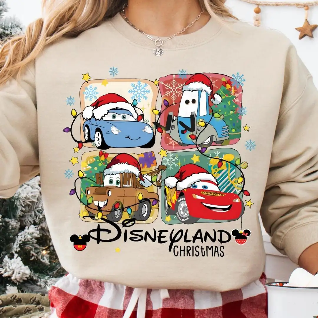 Disneyland Christmas Cars Shirt, Disney Christmas Tee, Lightning McQueen Christmas Sweatshirt, Tow Mater Christmas T-Shirt