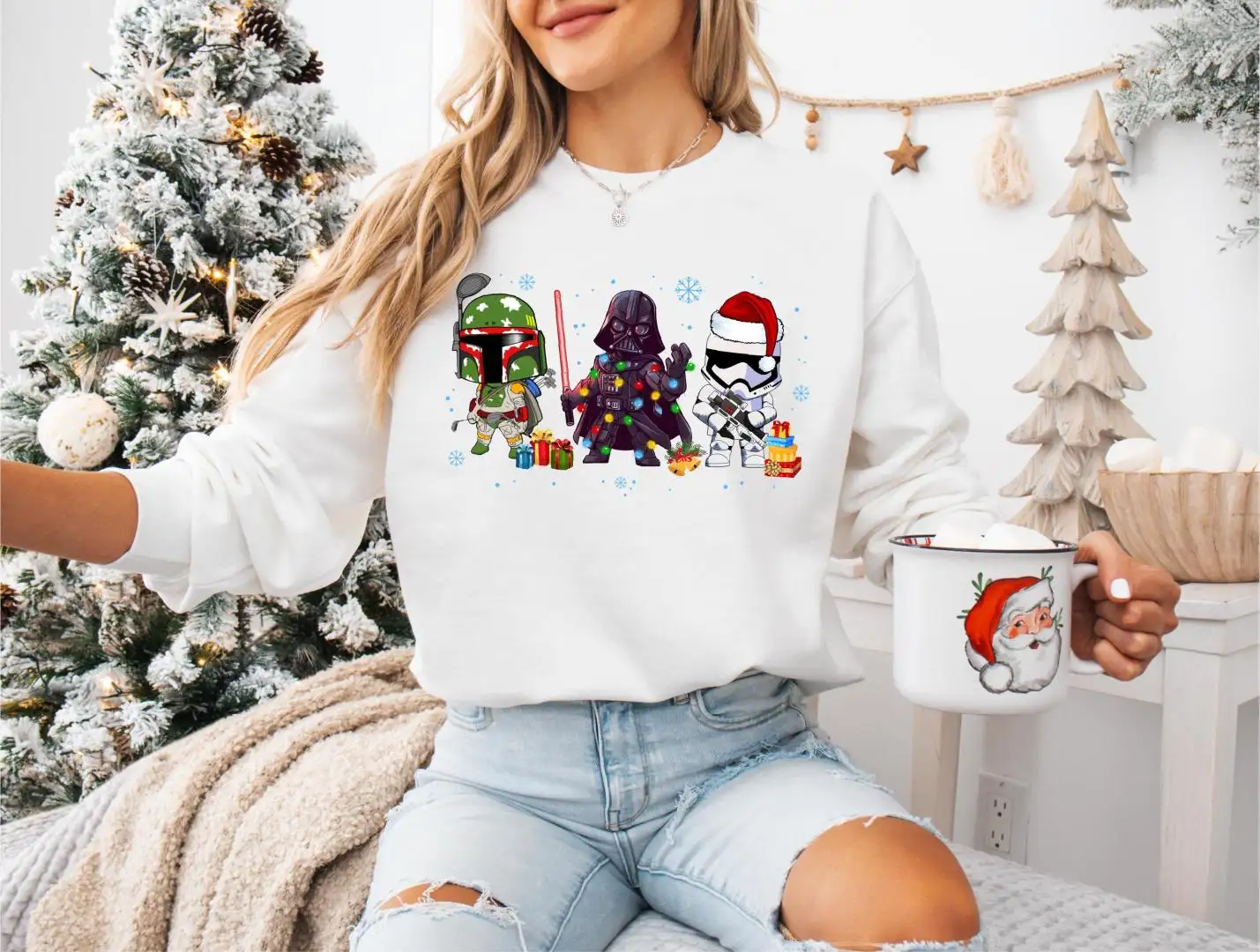 Star Wars Christmas Shirt, Disney Darth Vader Boba Fett Storm Trooper Xmas Shirts, Disneyworld Family Christmas Trip Sweatshirt