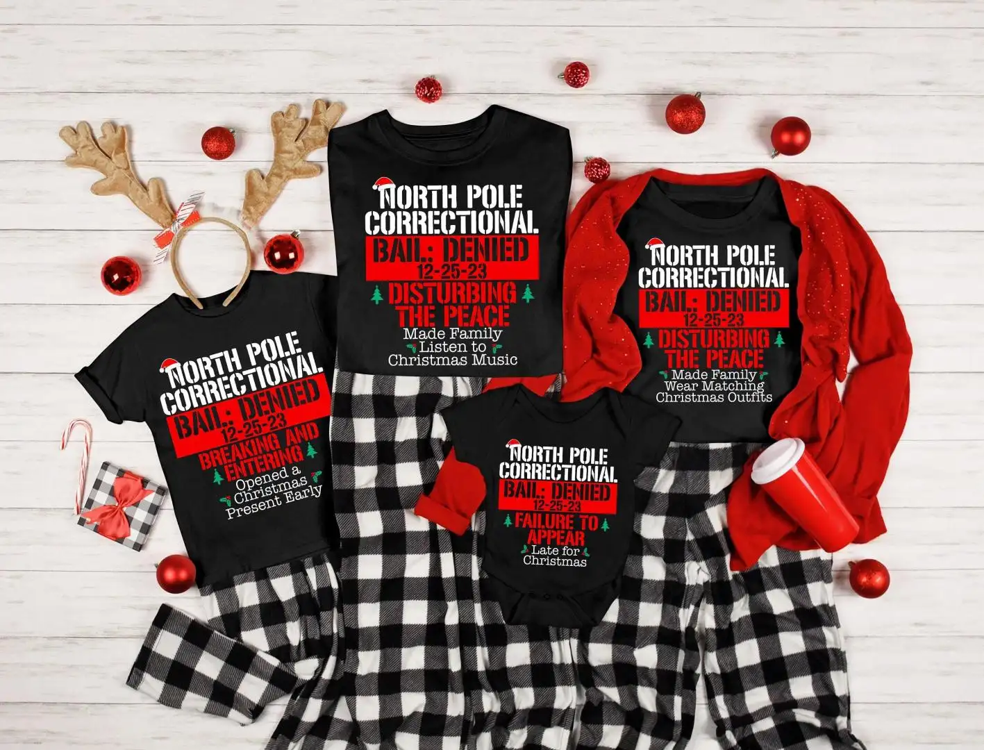Matching Family Christmas Shirts, Holiday Sweatshirt, North Pole Correctional, Funny Group Christmas Tshirts, Xmas Festive Holiday Shirt