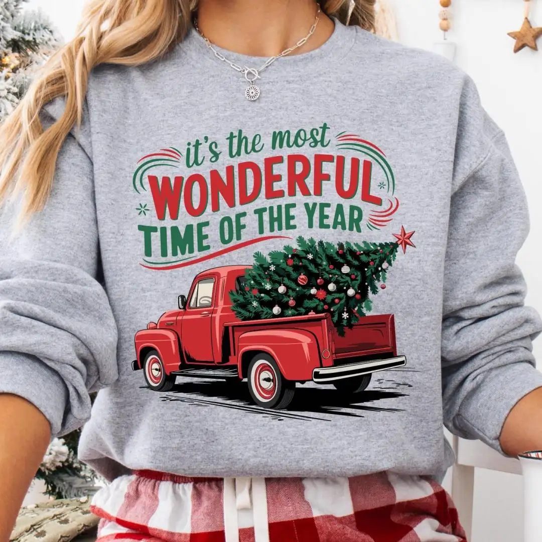 It's The Most Wonderful Time Of The Year Shirt, Christmas Truck And Tree Sweatshirt, Christmas Hoodie, Winter Holiday Tee