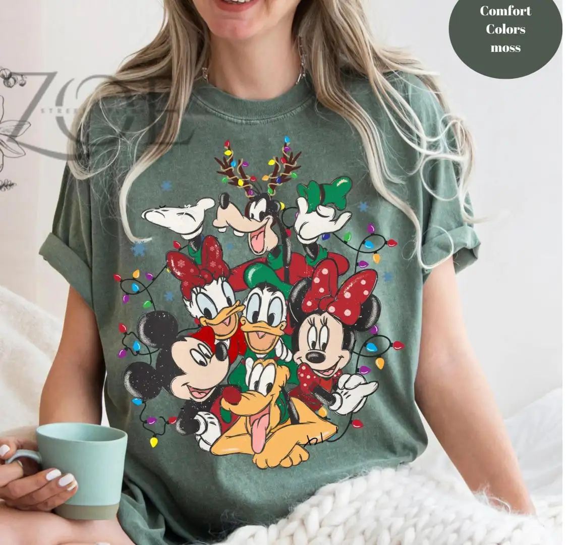 Vintage Mickey and Friends Christmas Shirt, Disney Christmas Lights Shirt Disney Mickey's Merry Christmas, Disney Family Xmas Tee